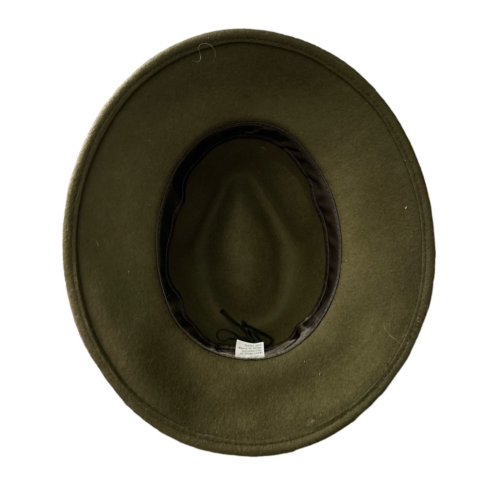 Olive Green Felted Wool Fedora OSFM - Picture 5 of 9